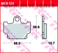 Set placute frana TRW MCB524 -Yamaha RD (82-84) 80-125cc - SR 125 (92-96) - SR 250 (91-98) - XV 250 Virago (89-94) - XT 600